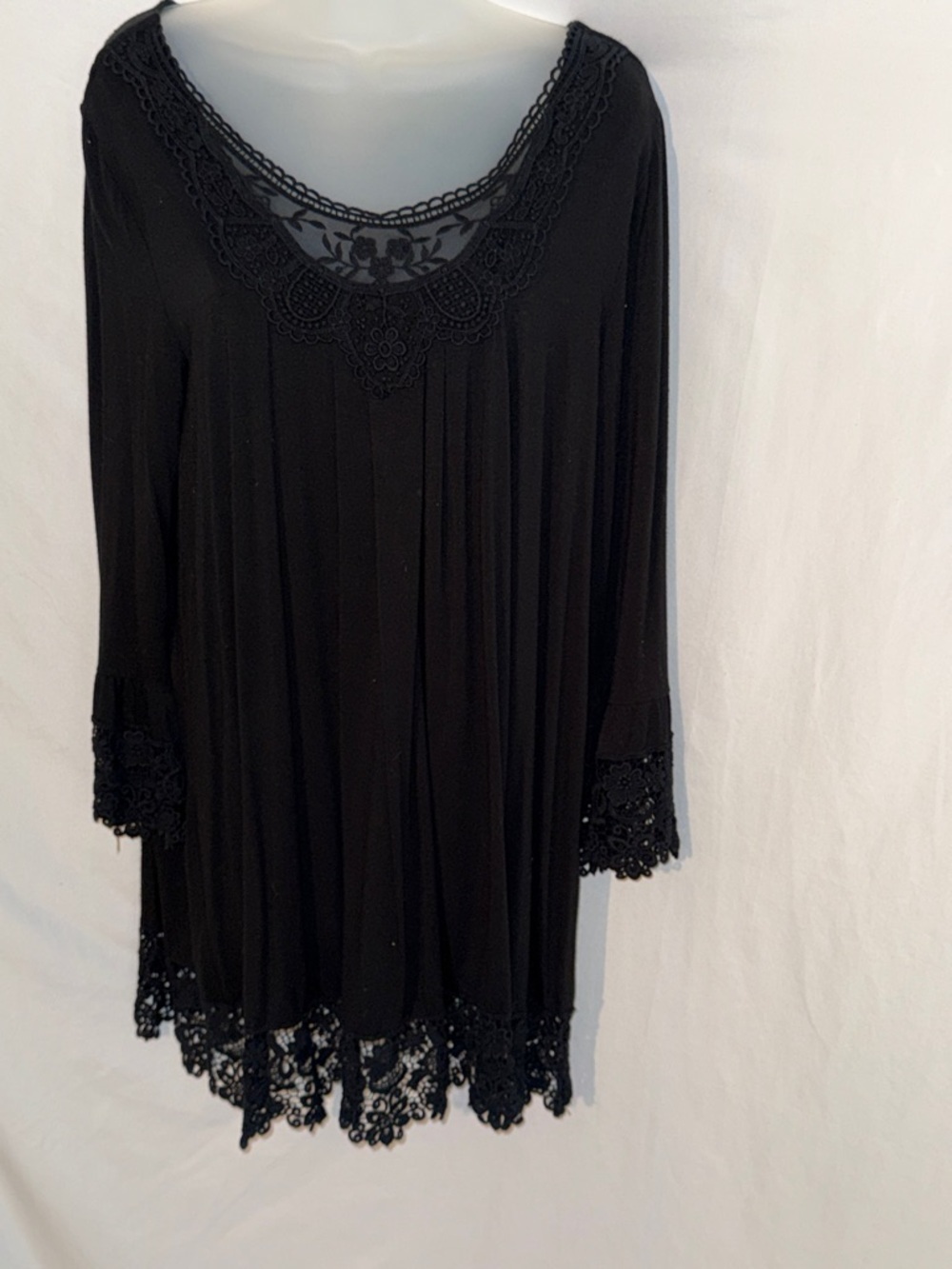 Chicos Womens Black Lace Trimmed Midi Dress Size 2